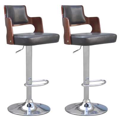 Bar Stools 2 pcs Black Faux Leather