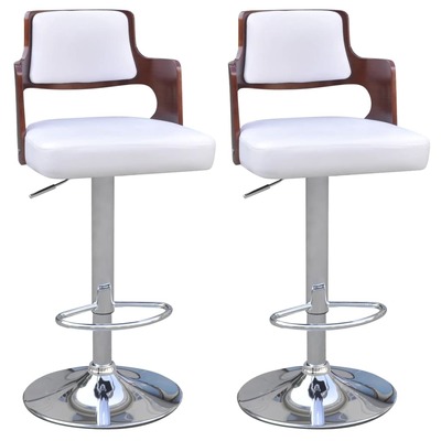 Bar Stools 2 pcs White Faux Leather