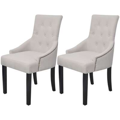 Dining Chairs 2 pcs Cream Fabric