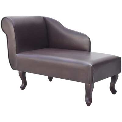 Chaise Longue Brown Faux Leather