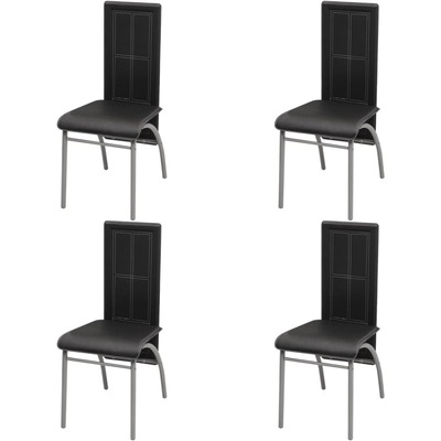 Dining-Chairs 4 pcs Black Faux Leather