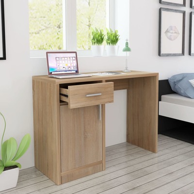 Desk with Drawer and Cabinet Oak 