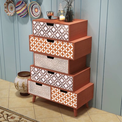 Side Cabinet 6 Drawers Brown