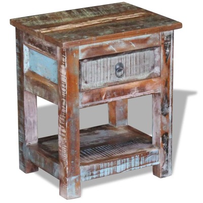 Side Table with 1 Drawer Solid Reclaimed Wood 
