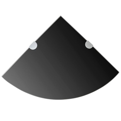 Corner Shelf with Chrome Supports Glass Black 