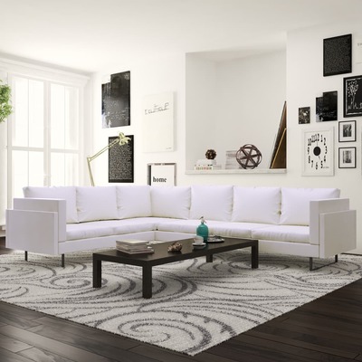 Corner Sofa Artificial Leather White