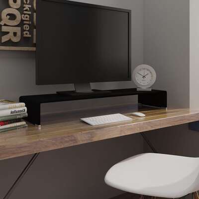 TV Stand/Monitor Riser Glass  Black 