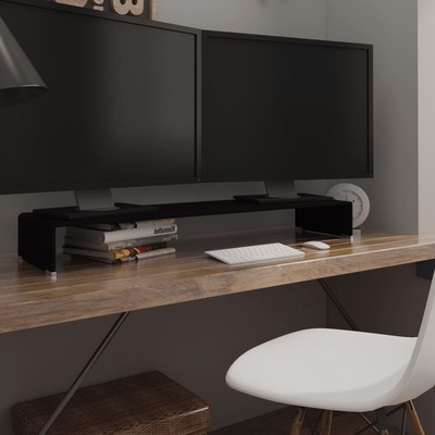 TV Stand/Monitor Riser  Glass Black 