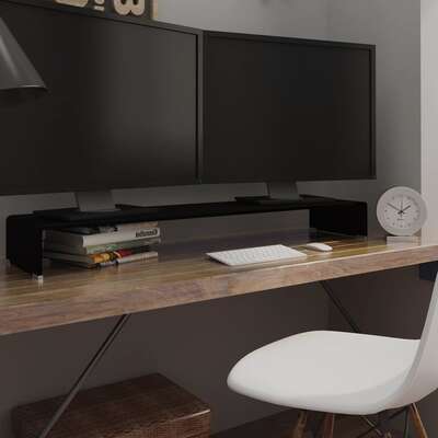 TV Stand/Monitor Riser Glass Black 