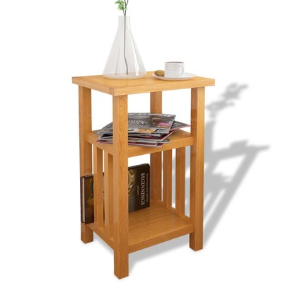 End Table with Magazine Shelf  Solid Oak Wood