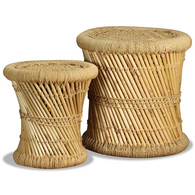 2 pcs Bamboo and Jute stools