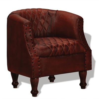 Armchair Brown Real Leather