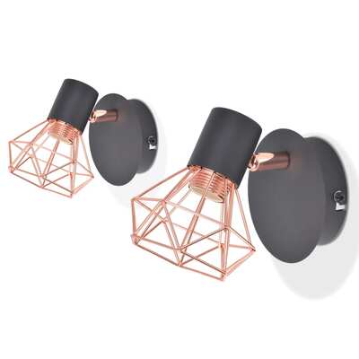 Wall Lamp 2 pcs E14 Black and Copper