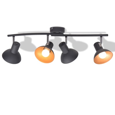 Ceiling Lamp for 4 Bulbs E27 Black and Gold