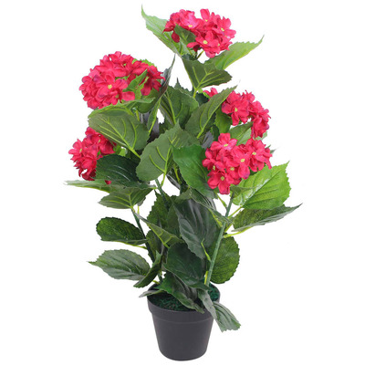 Artificial Hydrangea Plant with Pot 60 cm Red