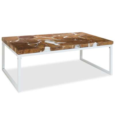 Coffee Table Teak Resin White and Brown