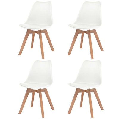 Dining Chairs 4 pcs  White Faux Leather