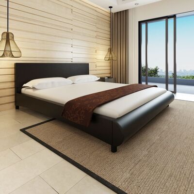 Bed Frame Black faux Leather King Size