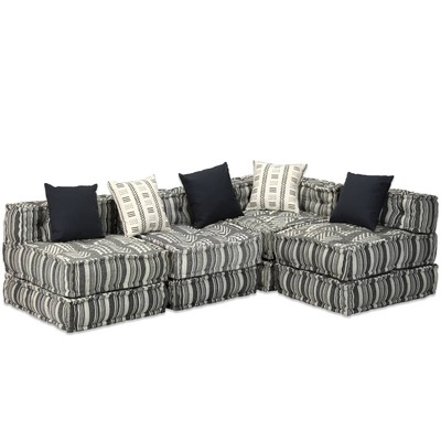 4-Seater Modular Sofa Bed Fabric Stripe