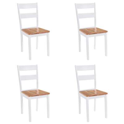 Dining Chairs 4 pcs White Solid Rubber Wood
