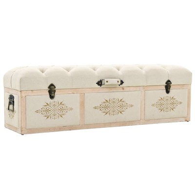 Storage Bench Durable Solid Wood and Fabric