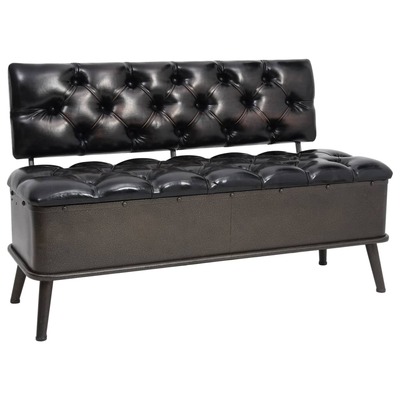 Storage Bench with Backrest Artificial Leather
