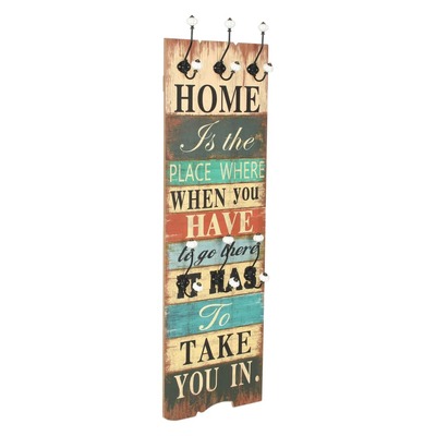 Wall-mounted Coat Rack with 6 Hooks HOME IS