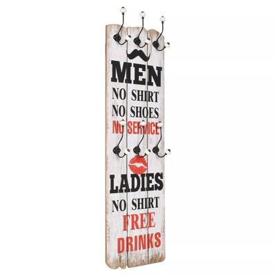 Wall-mounted Coat Rack with 6 Hooks MEN LADIES