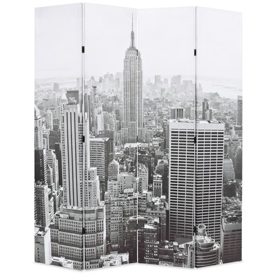 Folding Room Divider New York by Day Black White