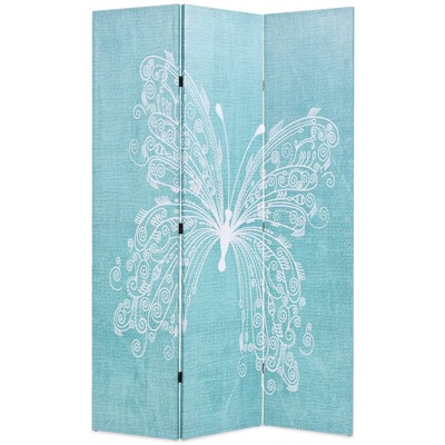 Folding Room Divider Privacy Butterfly Blue