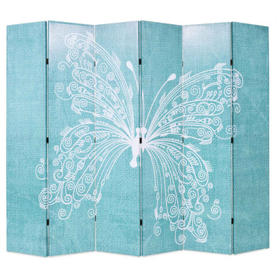 Folding Room Divider Butterfly Blue