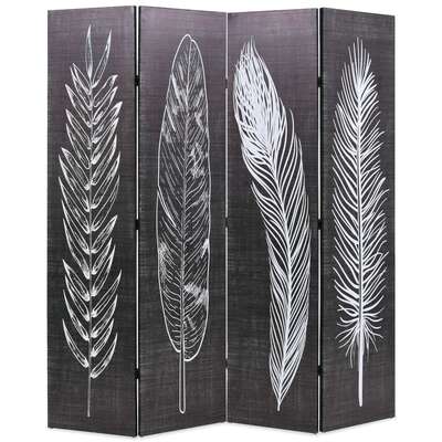 Folding Room Divider Feathers Black, White