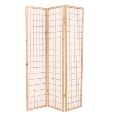 Folding 3-Panel Room Divider Japanese Style  Natural
