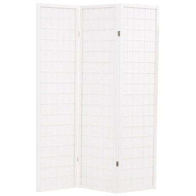 Folding 3-Panel Room Divider Japanese Style  White