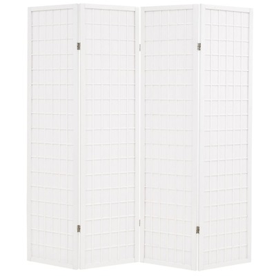 Folding 4-Panel Room Divider Japanese Style White