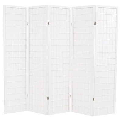 Folding 5-Panel Room Divider Japanese Style White