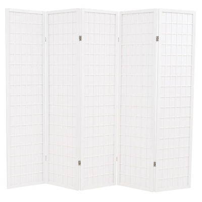 Folding 5-Panel Room Divider Japanese Style White