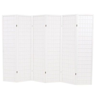 Folding 6-Panel Room Divider Japanese Style White