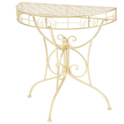 Side Table Vintage Style Half Round Metal Gold