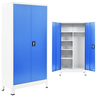 Locker Cabinet with 2 Doors Metal Grey and Blue