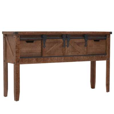 Console Table Solid Fir Wood Brown