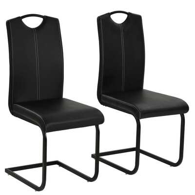 2 pcs Faux Leather Dining Chairs Black