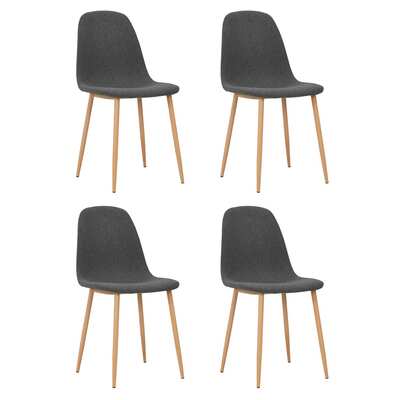 Dining Chairs 4 pcs Dark Grey Fabric