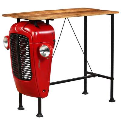 Tractor Bar Table Solid Mango Wood Red 