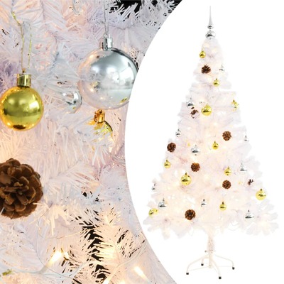 faux Christmas Tree Decorated with Baubles and LEDs 150 White
