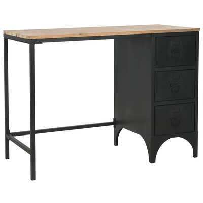 Single Pedestal Desk Solid Firwood and Steel 