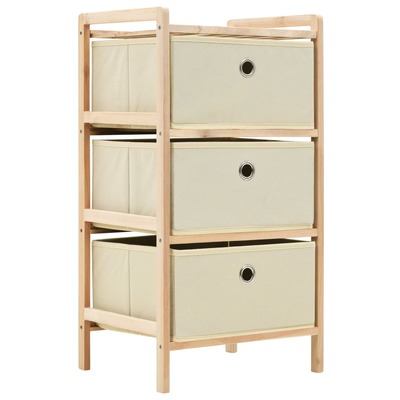 Storage Rack with 3 Fabric Baskets Cedar Wood Beige