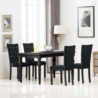 Dining Chairs 4 pcs Black Velvet