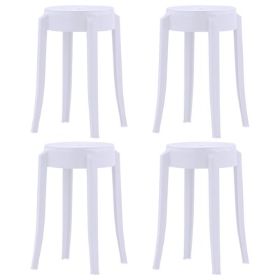 Stackable Stools 4 pcs White Plastic