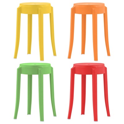 Stackable Stools 4 pcs Multicolour Plastic